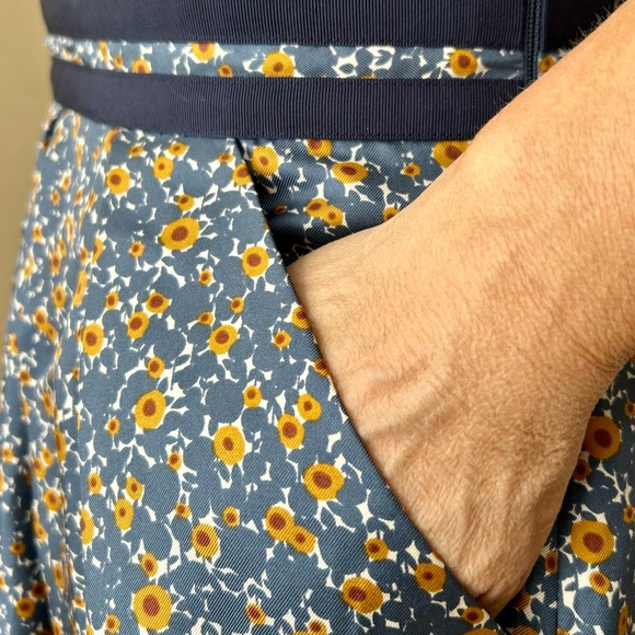 Orla Kiely Blue Floral Silk Mini Shirtdress Shirt Dress Retro Vintage 40s XS S - Picture 6 of 9